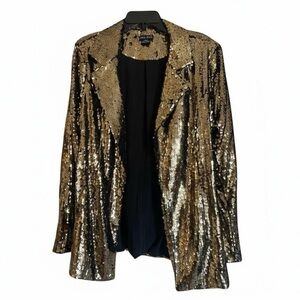 CITY CHIC Sequin Seduction Hourglass Blazer Size M/18 Allover Gold Sequin NWOT